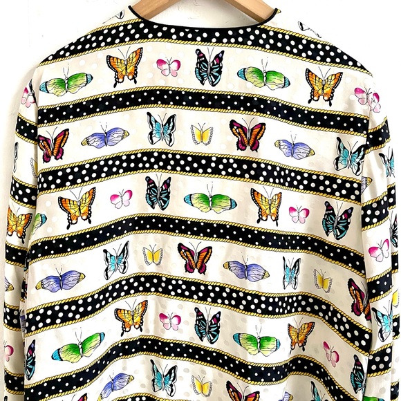 Vintage Silk Butterfly Polka Dot Blouse Alice Olivia Kate Spade Anthro Style - Picture 8 of 13